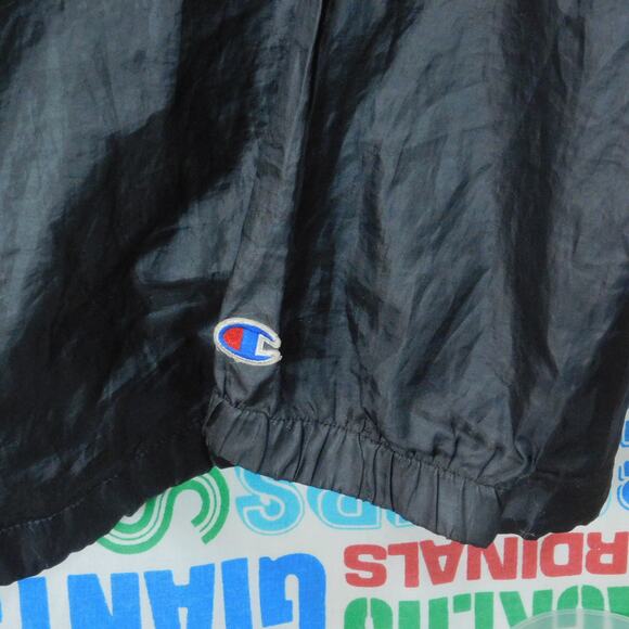 Champion Pullover Jacket Size 2XL Half Zip Repaired Black Blue - Picture 5 of 6